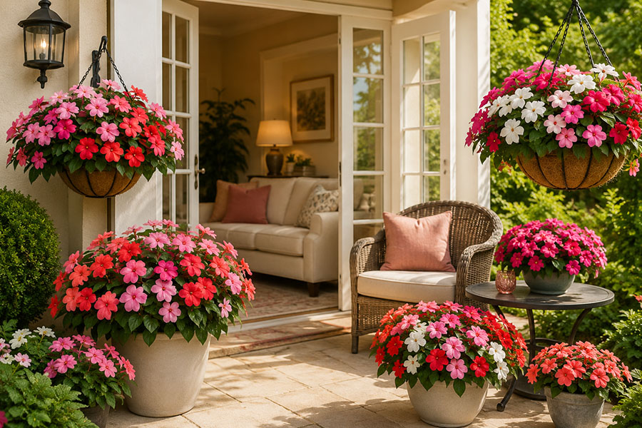 Artificial impatiens Artificial impatiens flowers for indoor and outdoor decor
