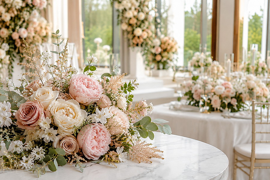 Artificial wedding bouquet with elegant flowers for a modern bridal celebration