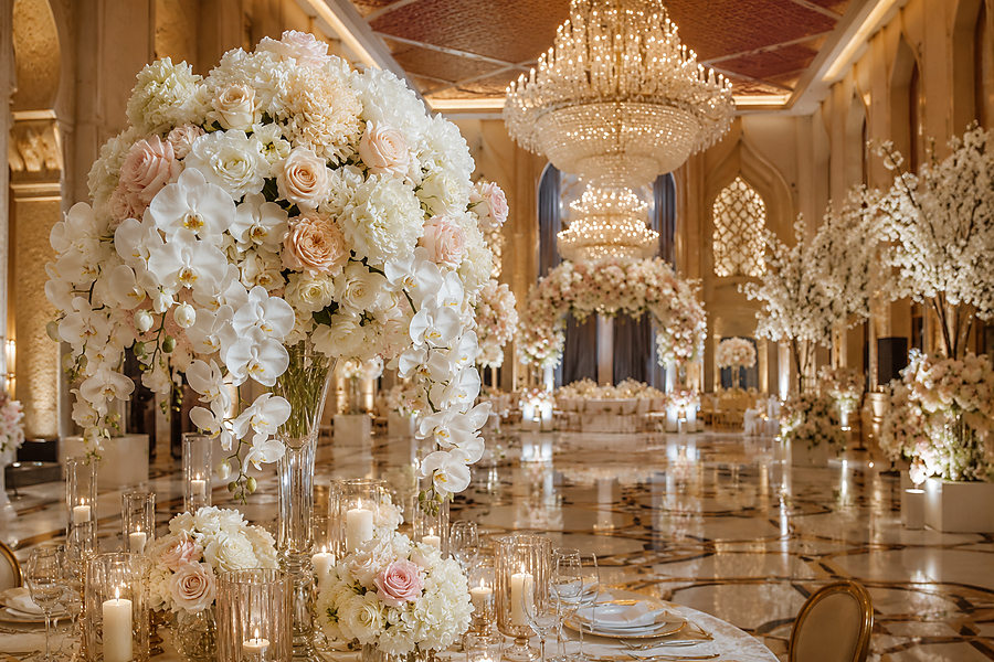 Luxury artificial silk flowers for weddings hotels and events in Dubai UAE