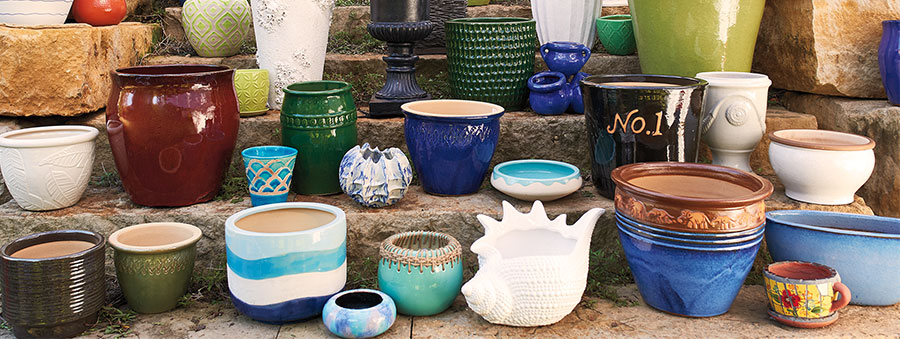 Assorted plant pots