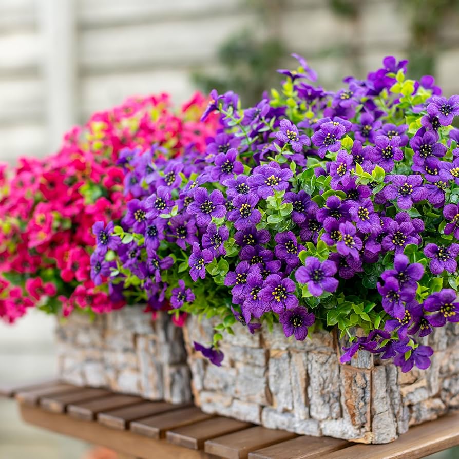close-up of outdoor silk flowers under sunlight