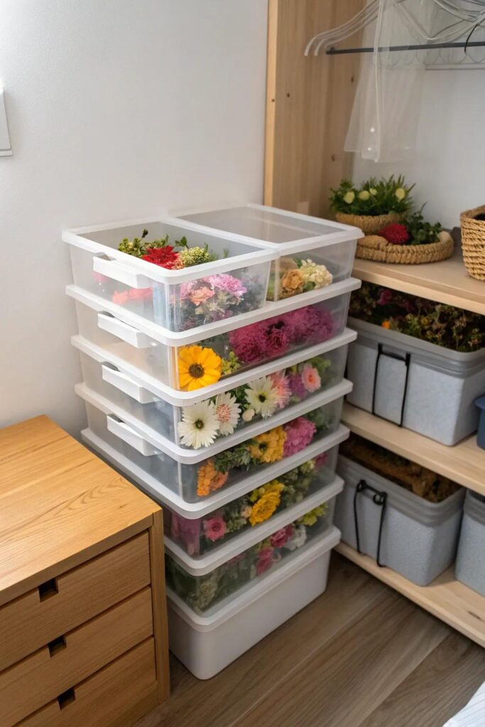 Storing faux flower centerpieces