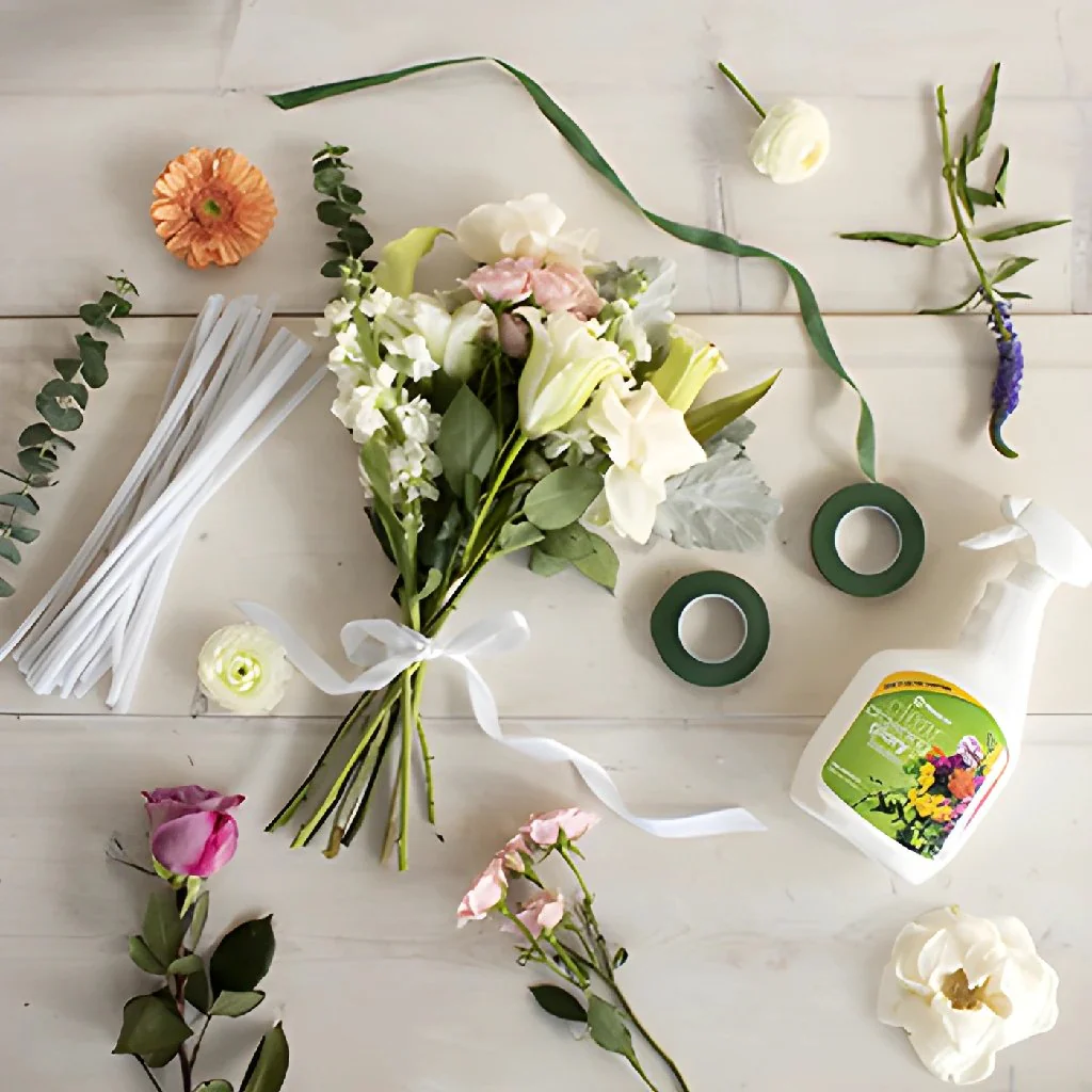 DIY flower kit on a craft table