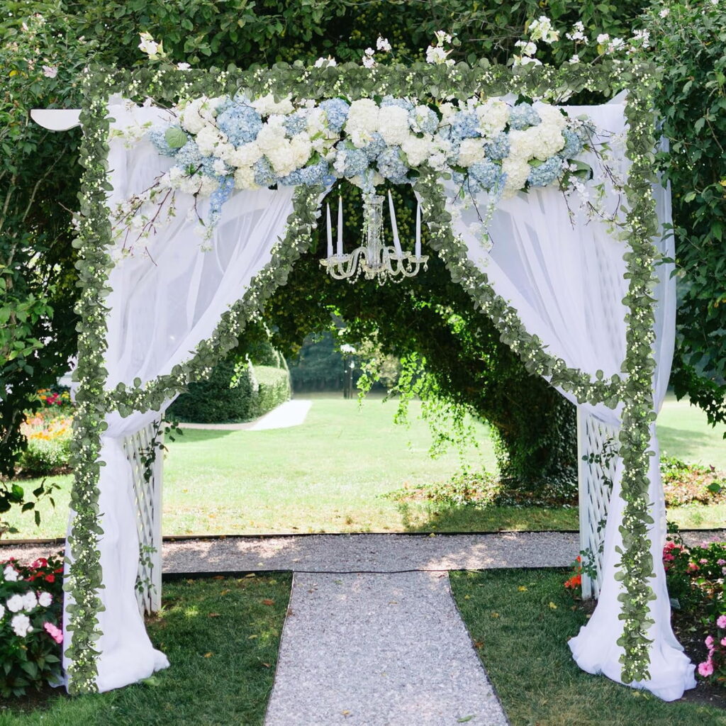 artificial greenery garland up-close