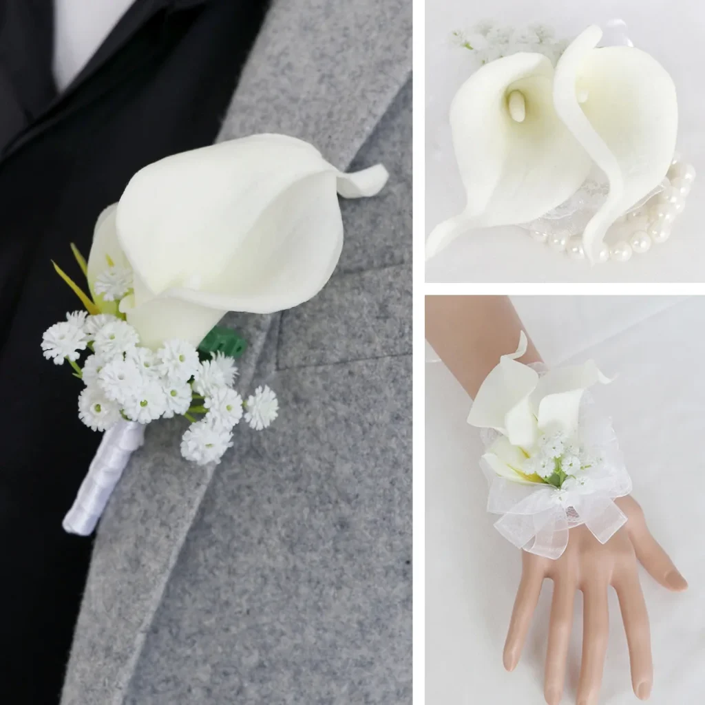 Silk Flower Corsages wedding accessory with realistic details