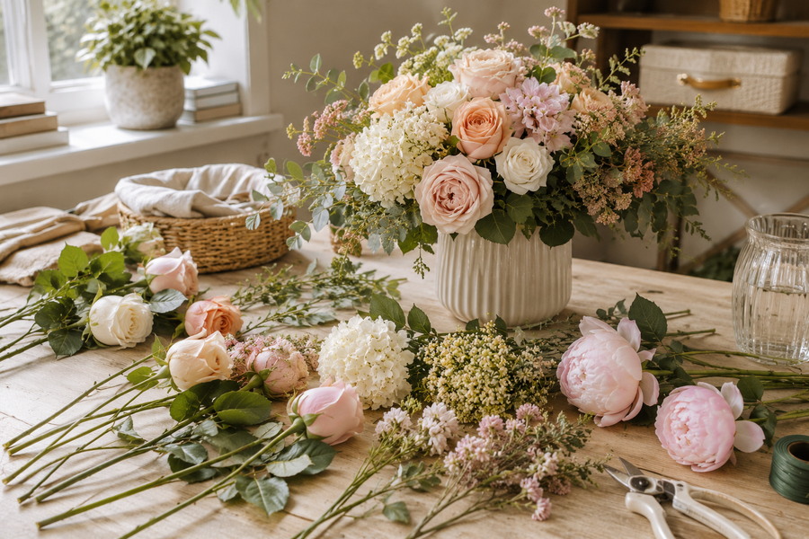 Artificial flower stems chosen for elegant floral arrangements