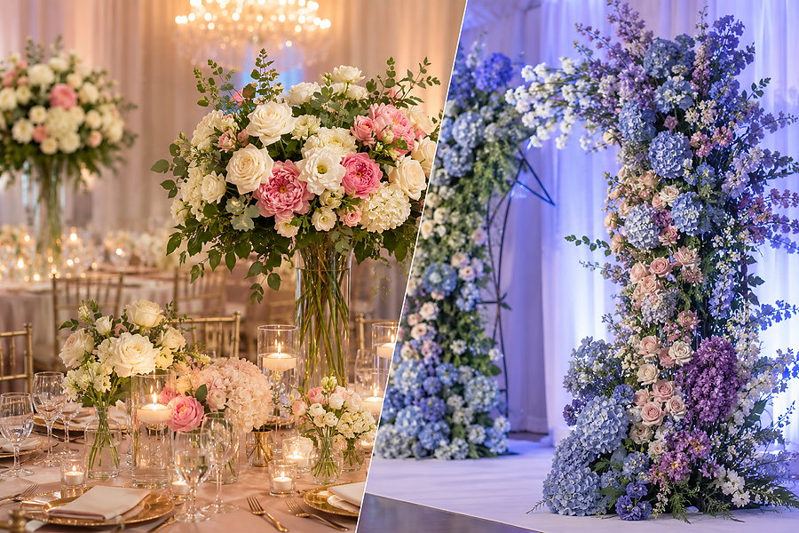 Fake and real flowers compared for stylish event decoration