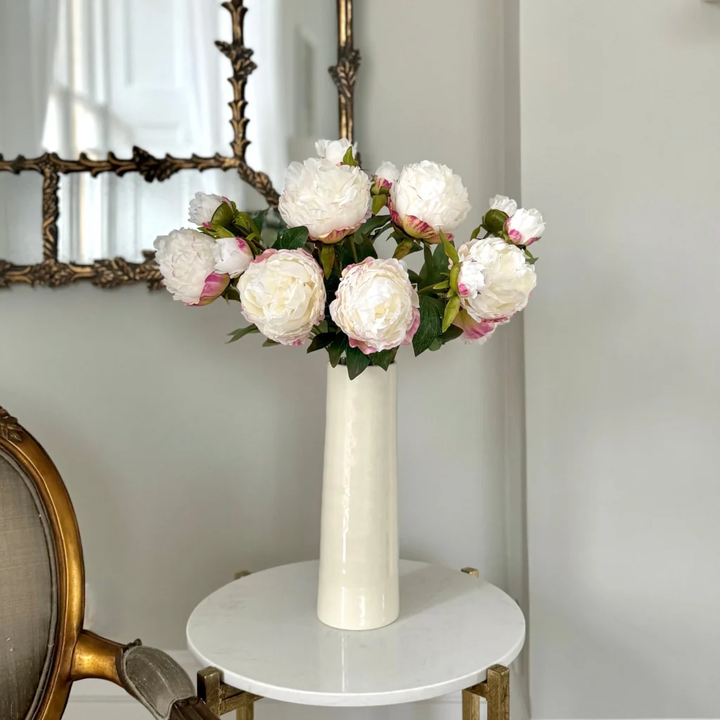 white artificial flower arrangements