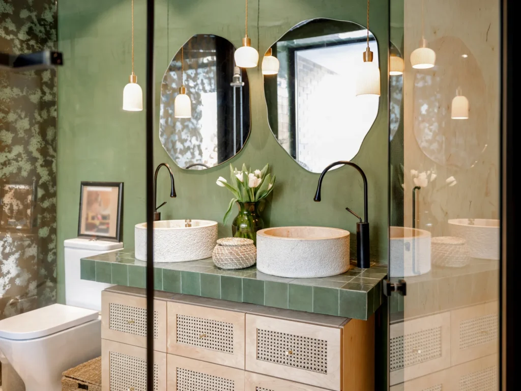 faux succulent arrangements for bathrooms in spa interiors