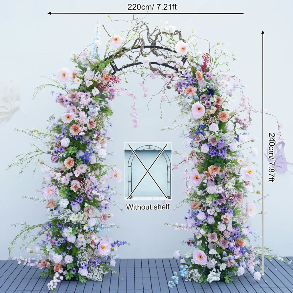 Sketch showing floral wall grid layout and flower distribution plan