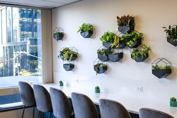 wall-mounted faux greenery for interiors in office space