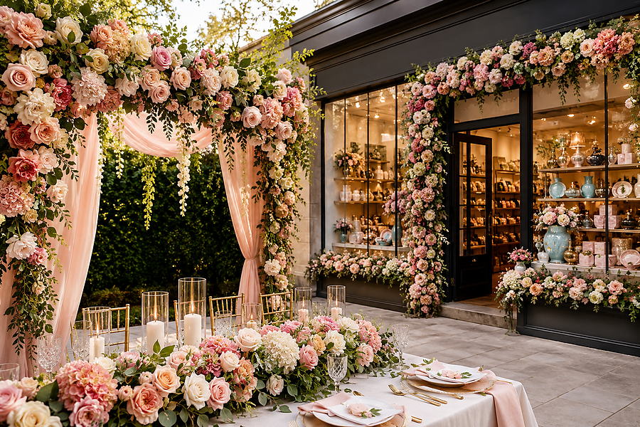 Wholesale faux flower garlands for weddings and retail displays