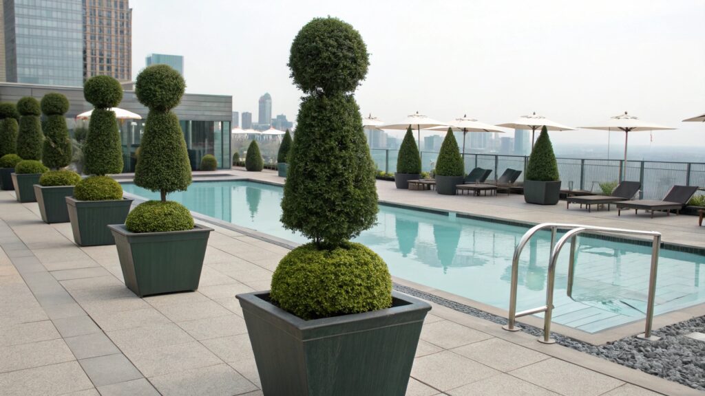 UV-stabilized artificial plants prevent fading outdoors