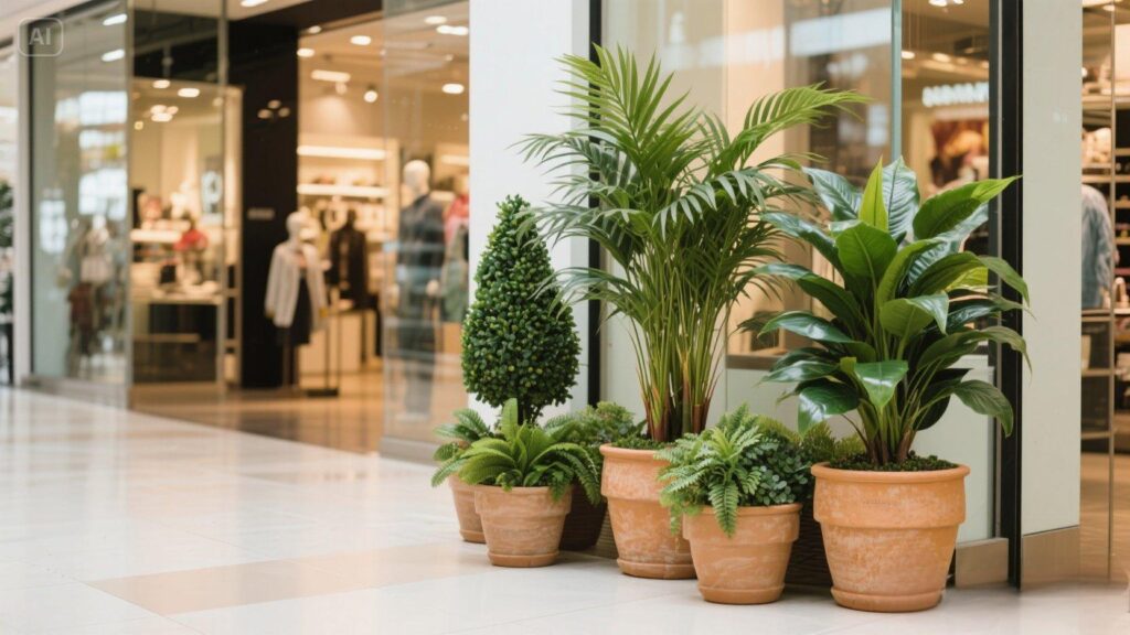 retail outdoor designs prevent artificial plants from fading outdoors