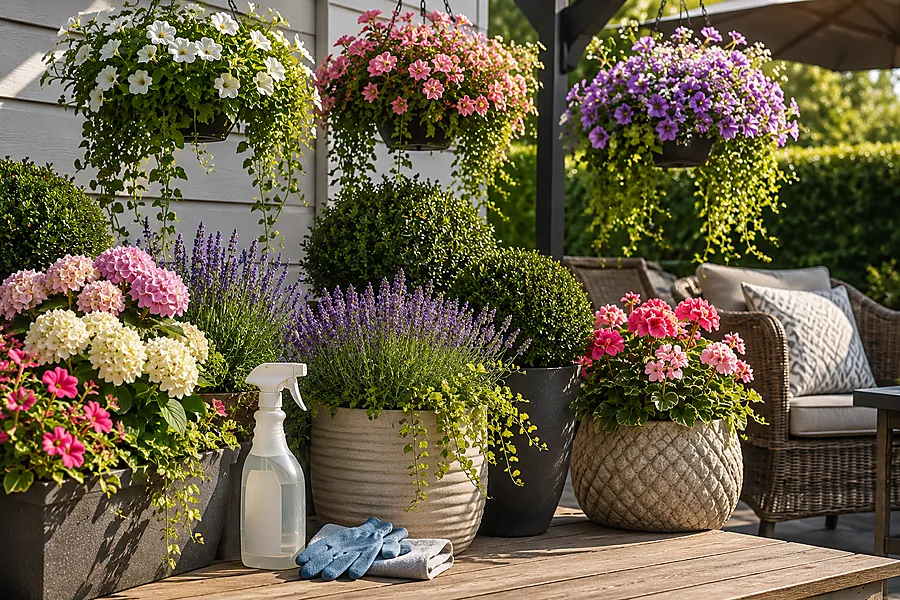 Flowers protected from UV light to prevent outdoor fading