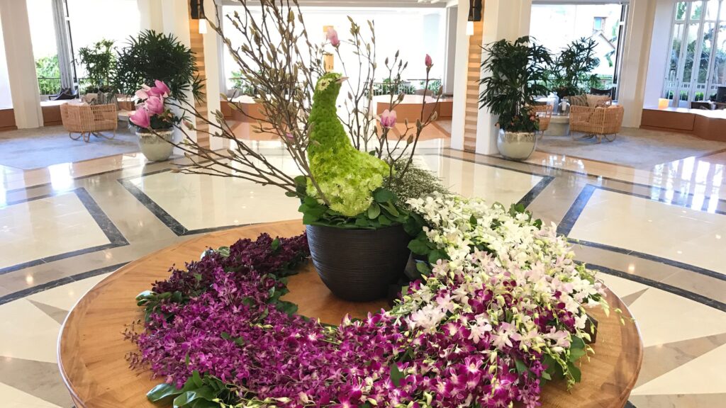 Brand-aligned hotel floral decor