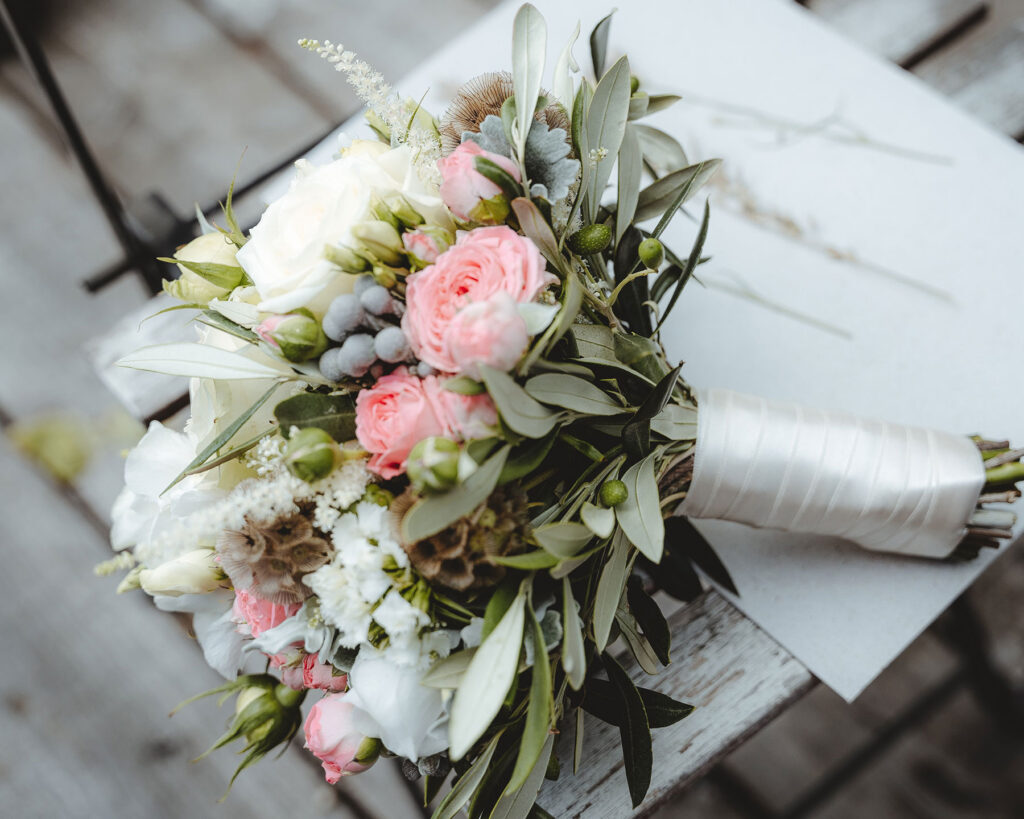 assembling a silk flower bouquet