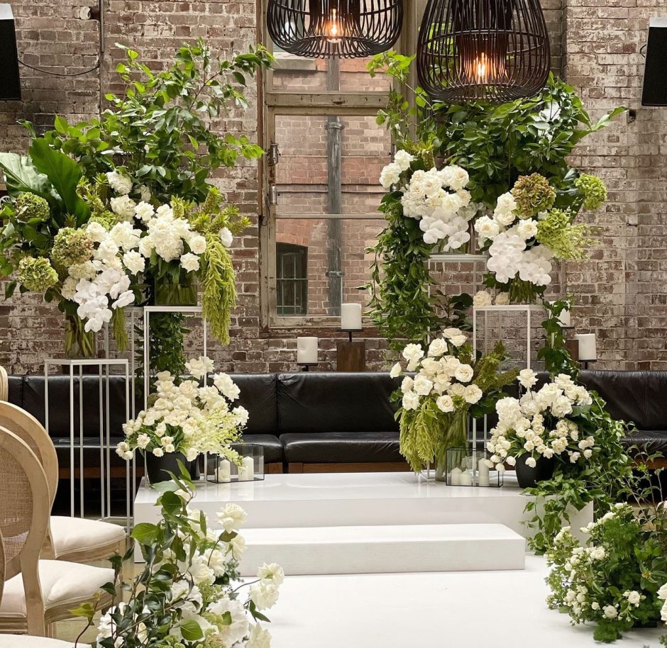faux greenery wedding retail hotel lobby office decor