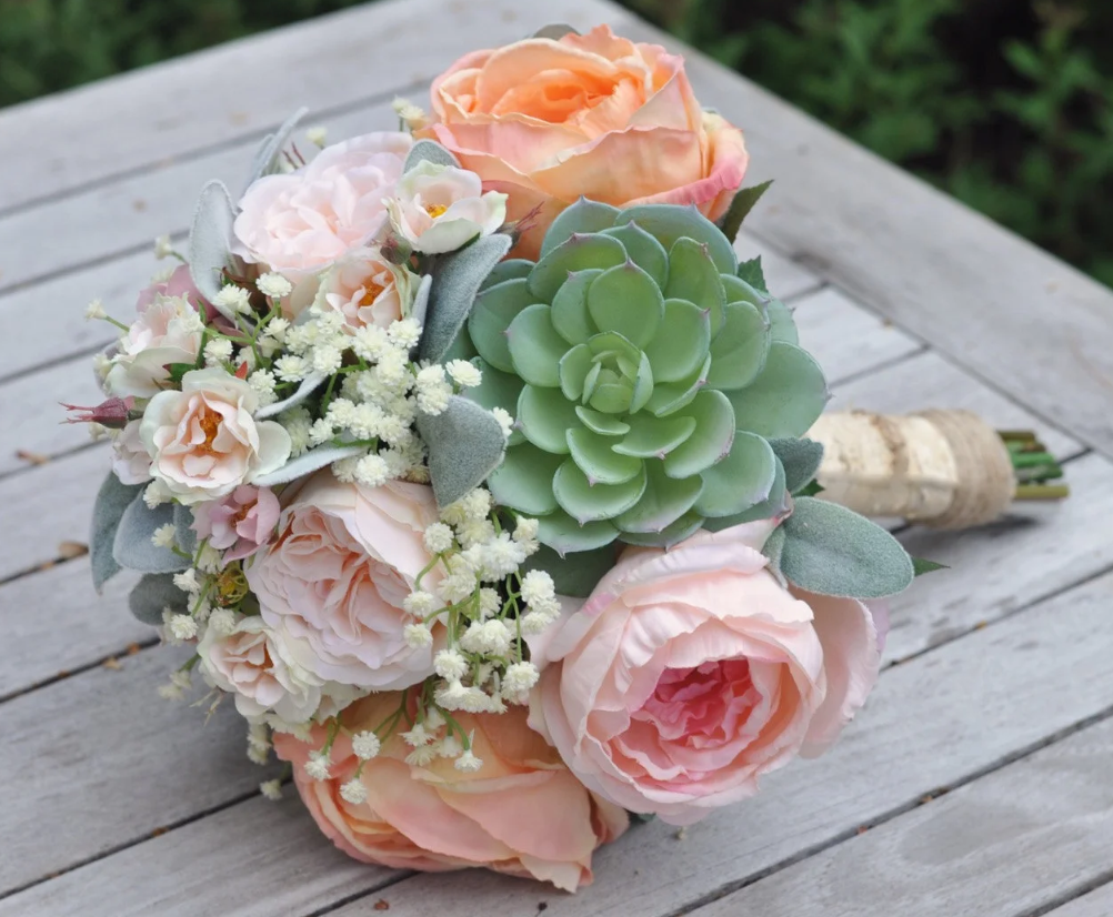 artificial succulent-pink-bouquet