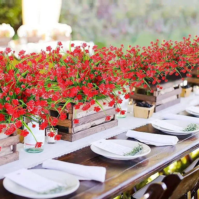 uv safe artificial flowers on restaurant terrace