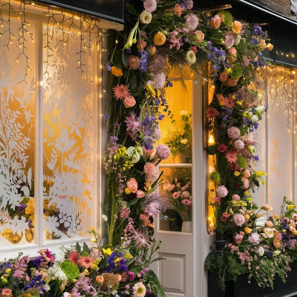 uv safe artificial flowers storefront display