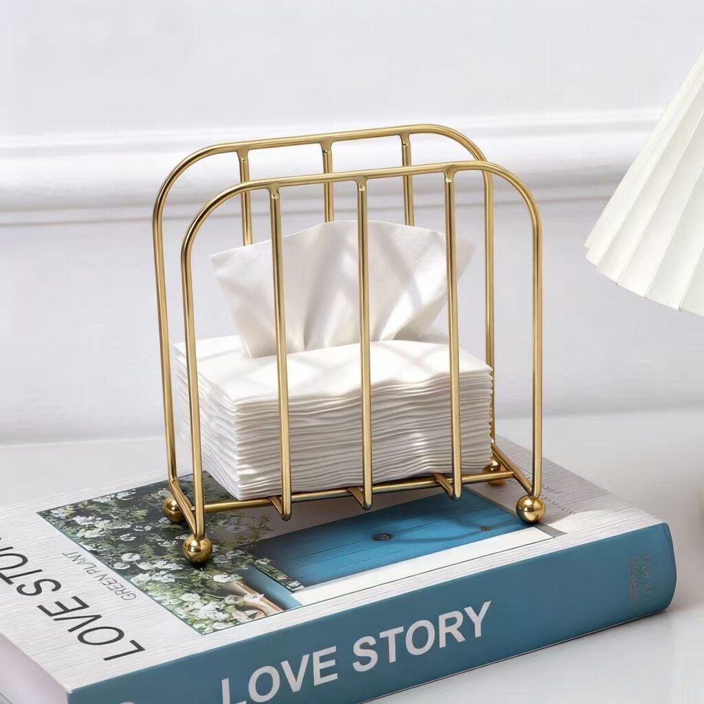 gold metal napkin holder modern wire tissue stand