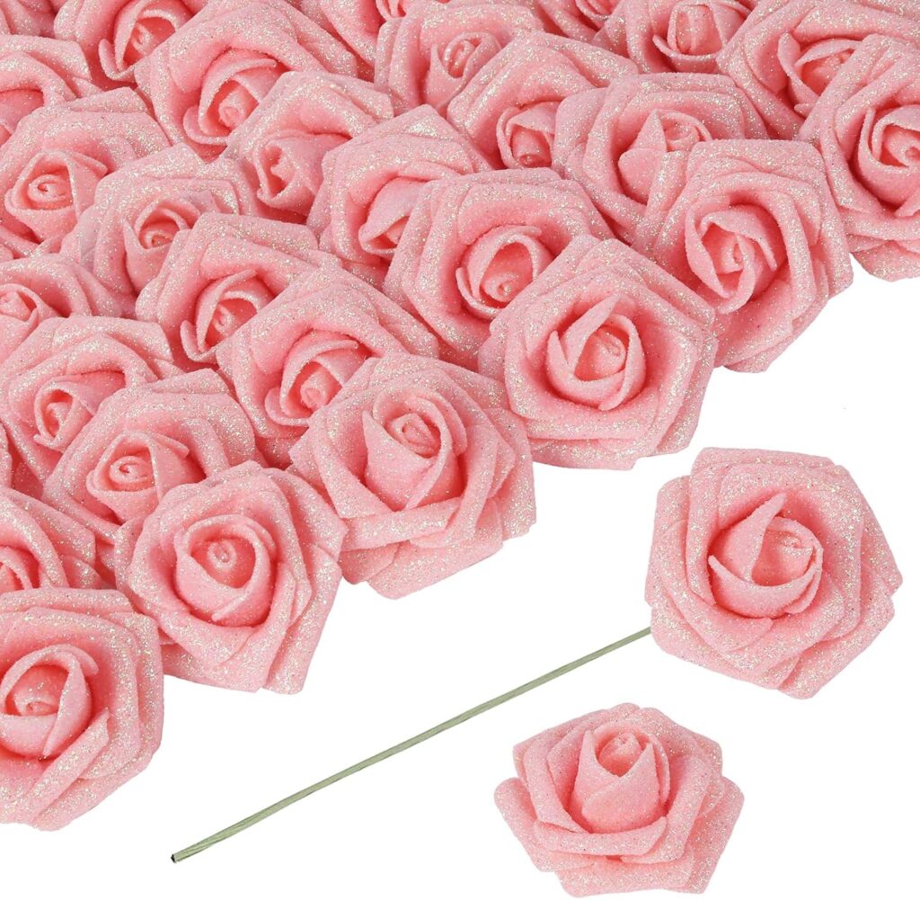 light pink artificial foam rose flowers bulk for romantic wedding decor