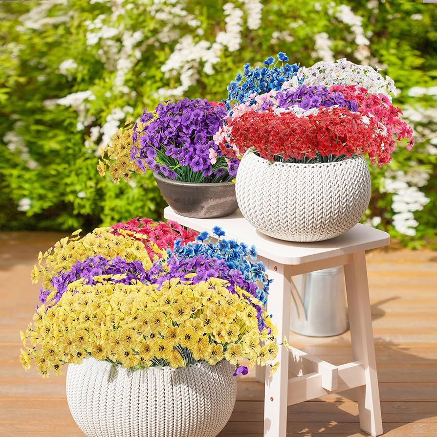 best weatherproof outdoor artificial flowers UV resistant claims fail real sun