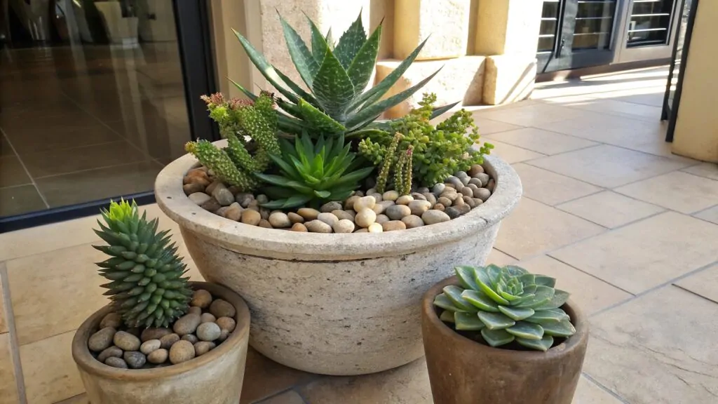 what to fill fake plant pots with without creating dust traps in displays