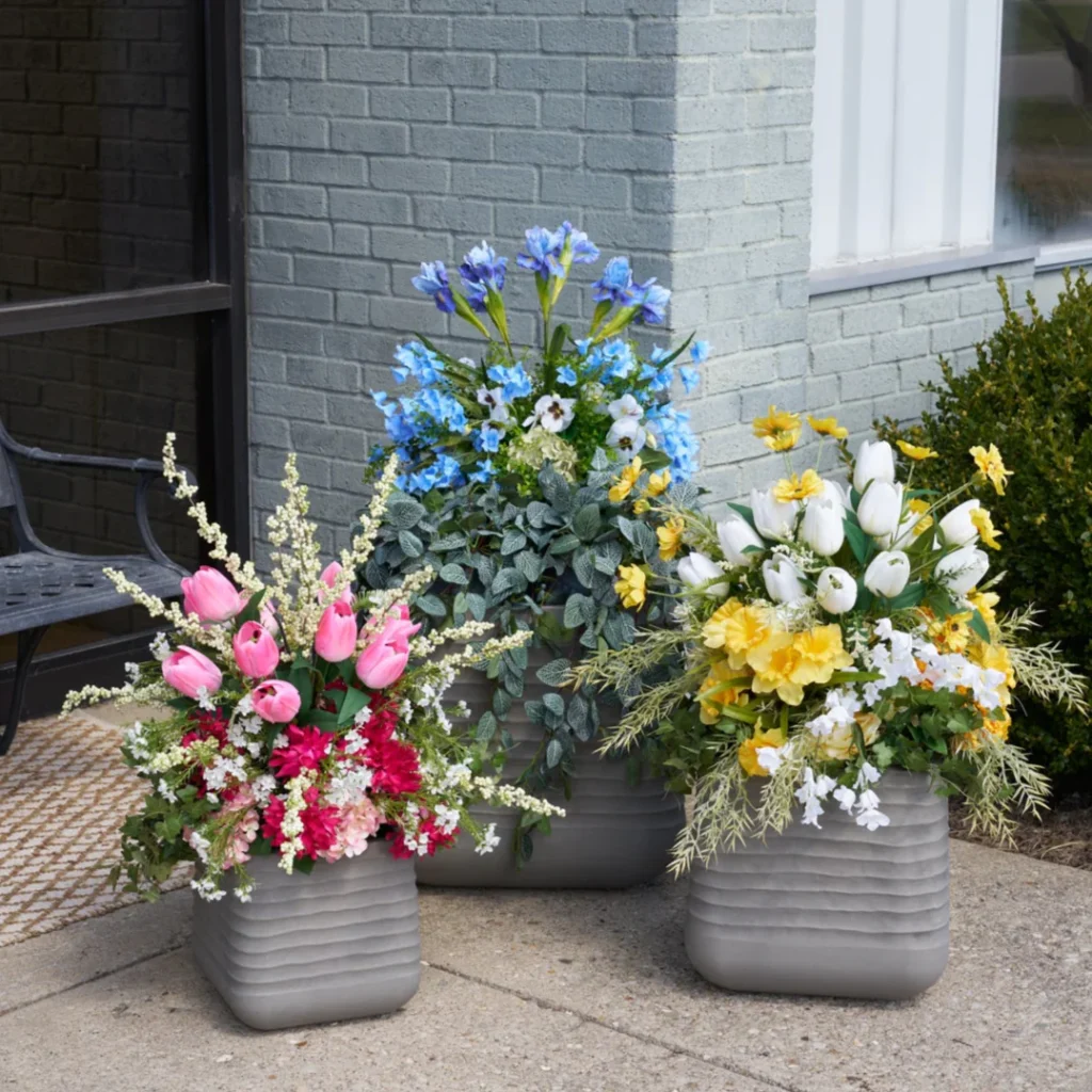 layering faux flowers in pots layering faux flowers in pots with height filler and shape