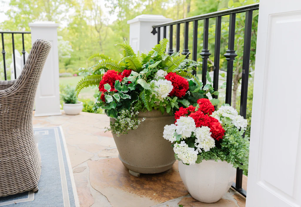 can you plant fake flowers outside for long term commercial use