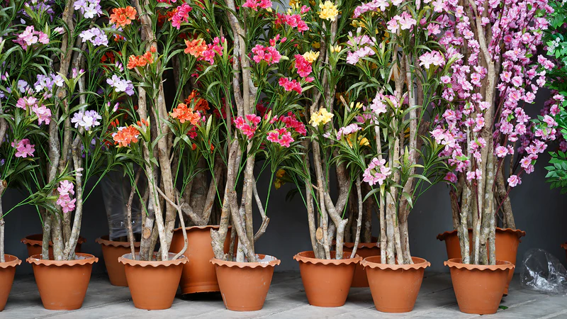 how to secure artificial plants in pots in lightweight planters