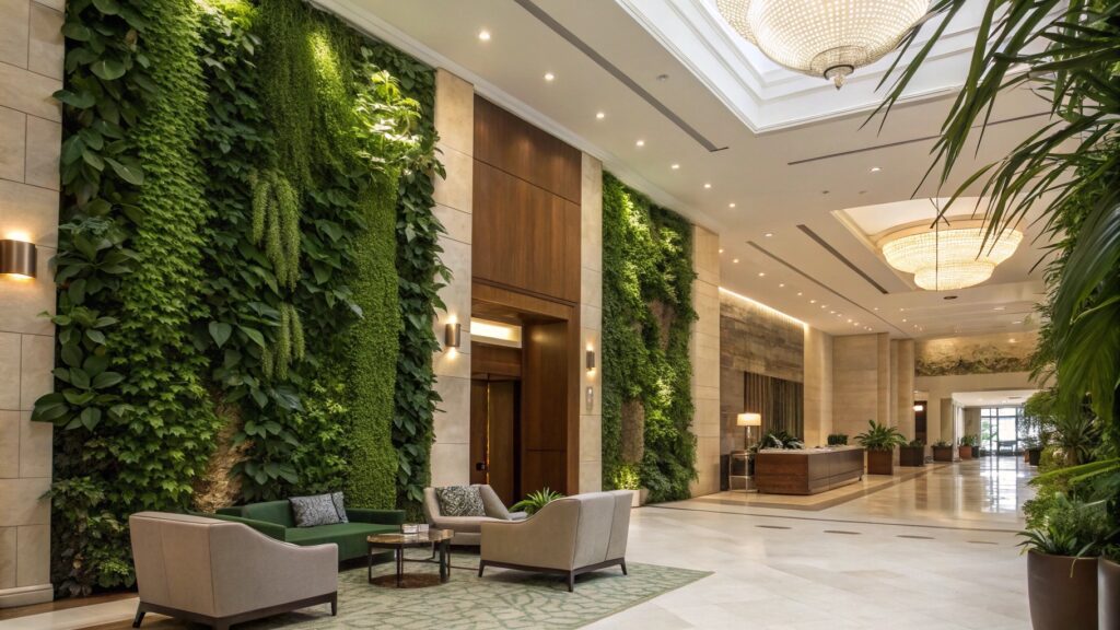 commercial hospitality faux greenery wall decor