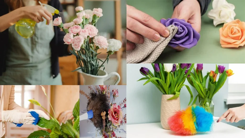 Different cleaning methods for artificial flower arrangements