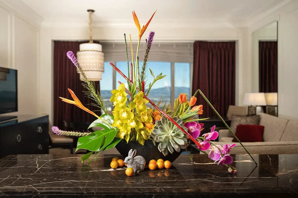 hotel artificial flowers for guest rooms and suites