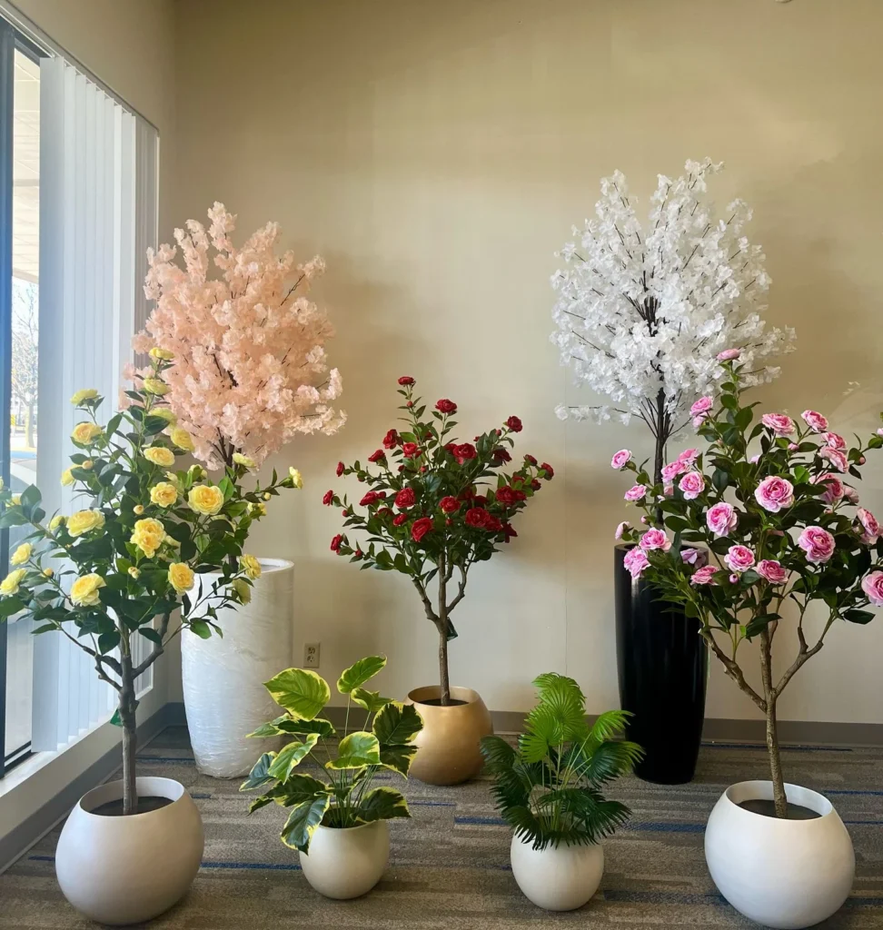 indoor artificial flowers in planters ideas