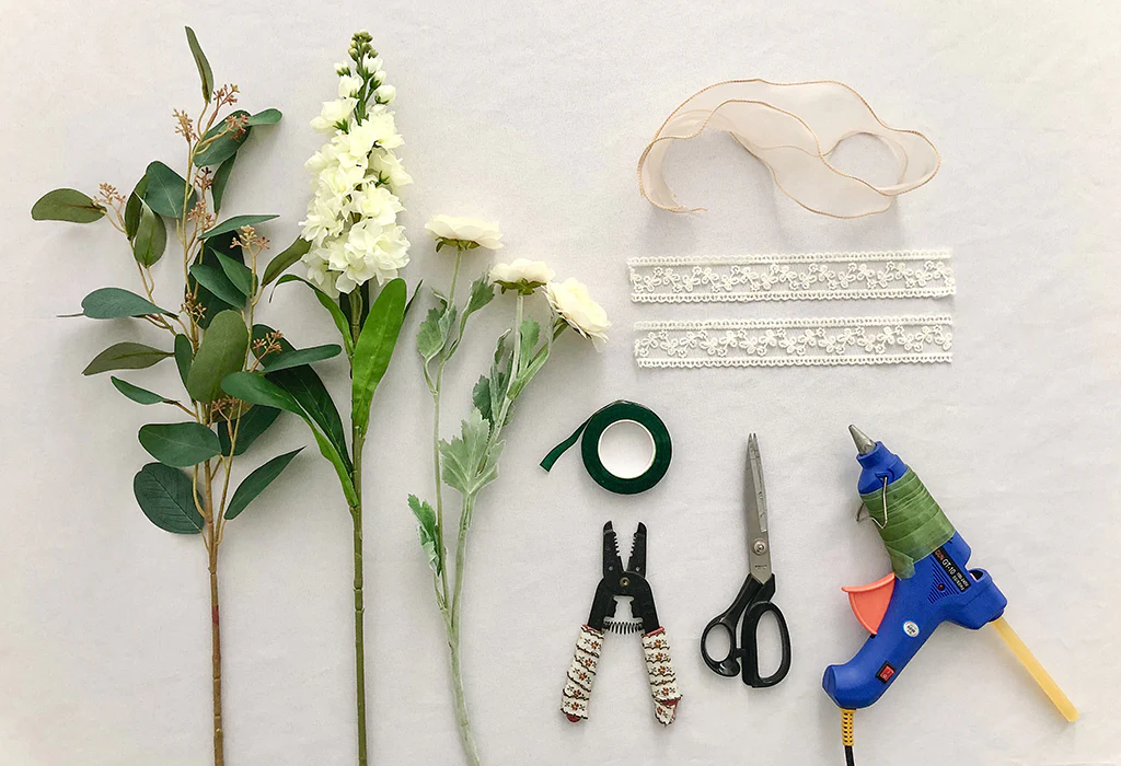 materials for fake flower corsage making