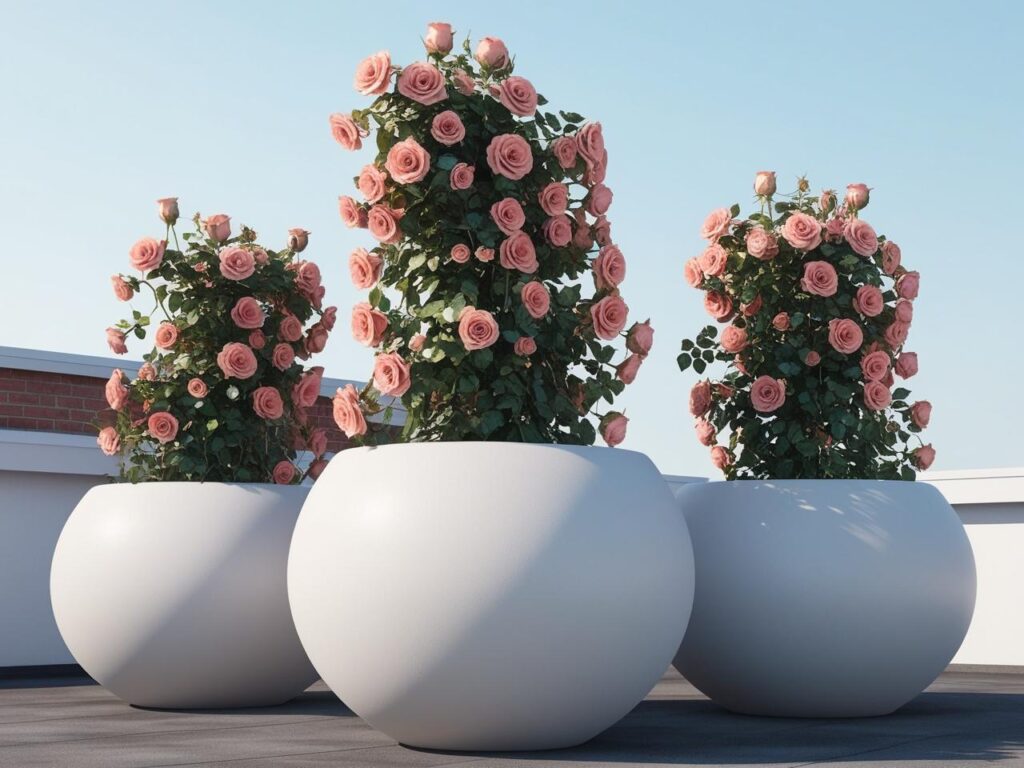 outdoor artificial flowers in planters for patios