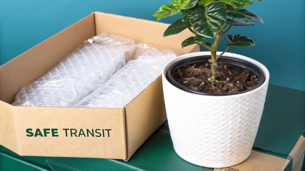 packing potted artificial plants for delivery and cross border shipment
