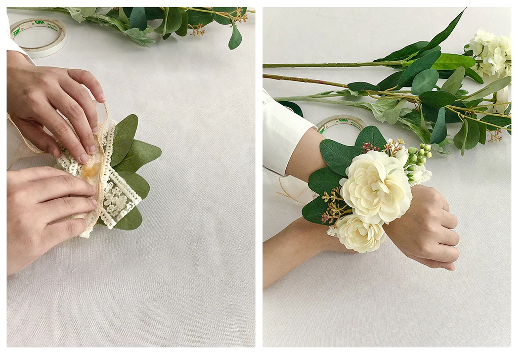 step by step fake flower corsage tutorial