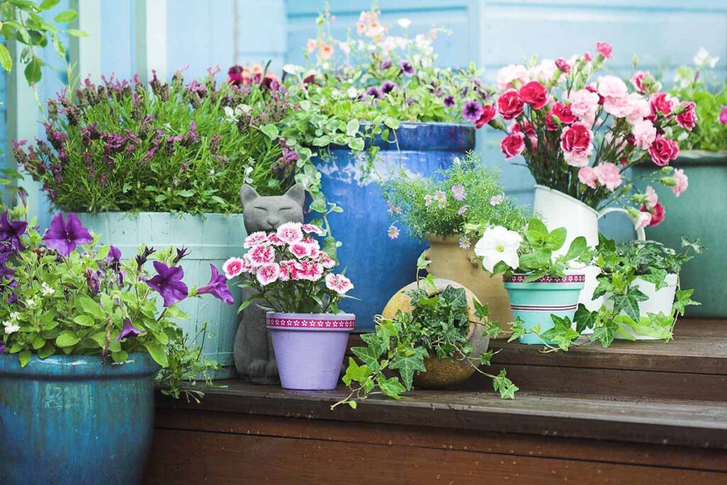 choosing planter size for fake flowers in outdoor planters