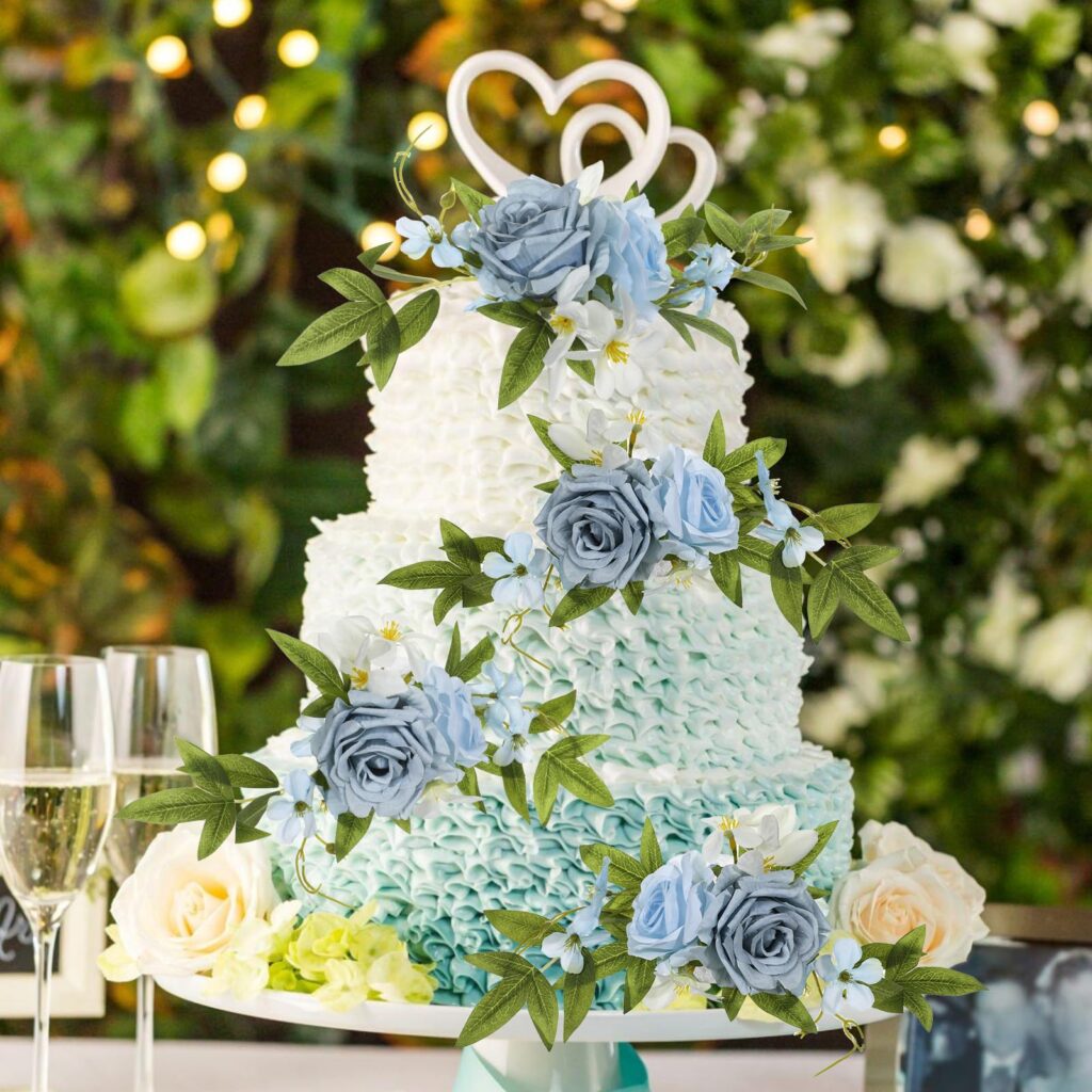 fake flowers for cake decorating on luxury wedding cake
