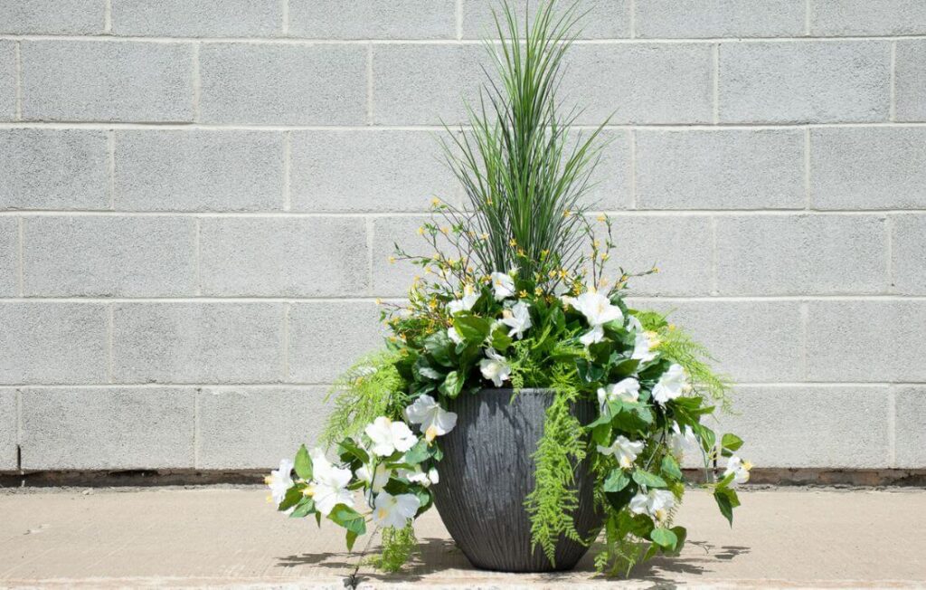 materials for fake flowers in outdoor planters