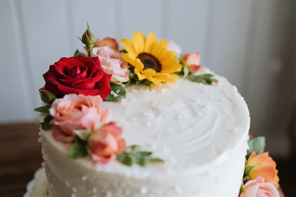 realistic fake flowers for cake decorating close up