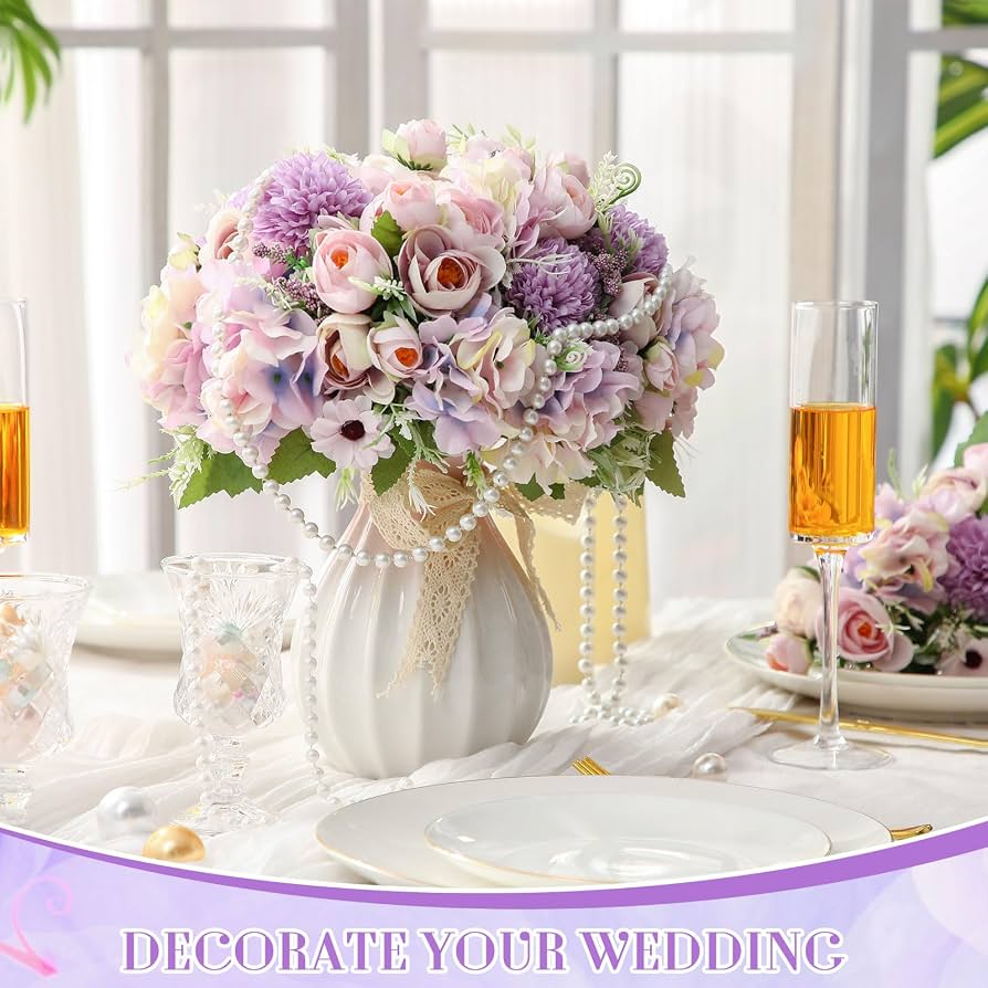 rose peony hydrangea orchid and greenery artificial wedding centerpiece comparison