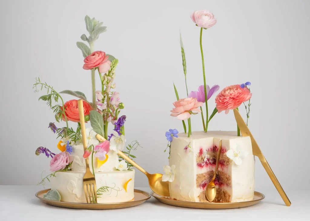 safe fake flowers for cake decorating with food barrier
