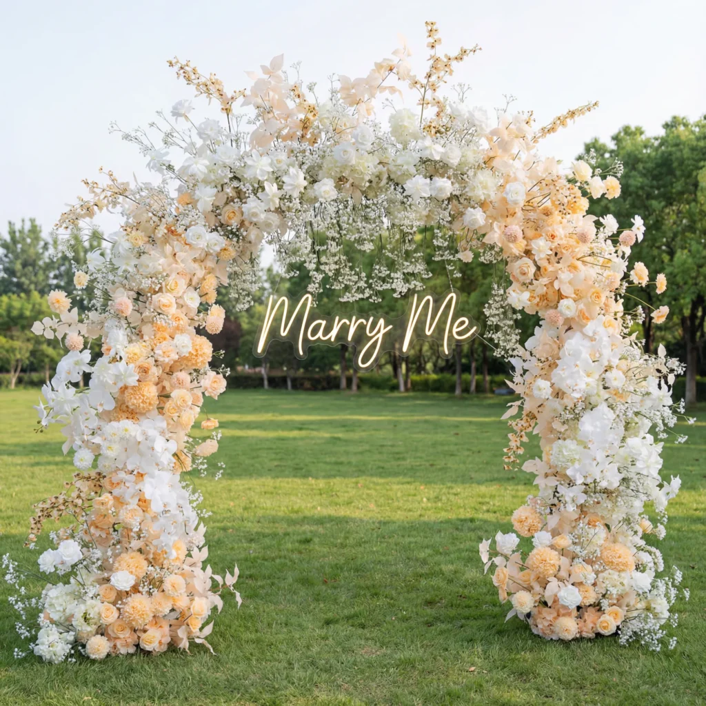 best flowers for wedding arch color theme blush white champagne