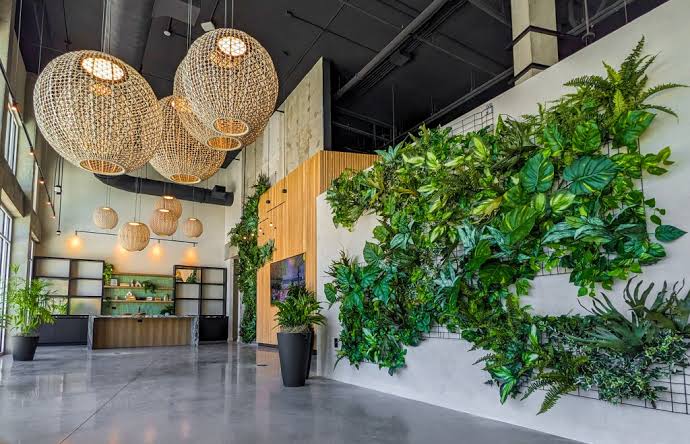 artificial green wall panels for hotel lobby and retail branding