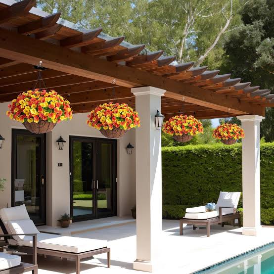 Outdoor Artificial Hanging Plants for Balcony Pergola and Storefront outdoor artificial hanging plants for balcony pergola and storefront