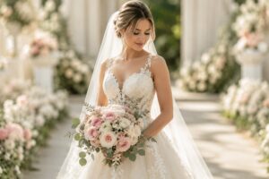 ![Bridal gown paired with a faux flower bouquet](http://botanicblossoms.com/wp-content/uploads/2025/05/How-to-Match-Your-Bridal-Gown-with-a-Faux-Flower-Bouquet.jpg "Faux Flower Bouquet")